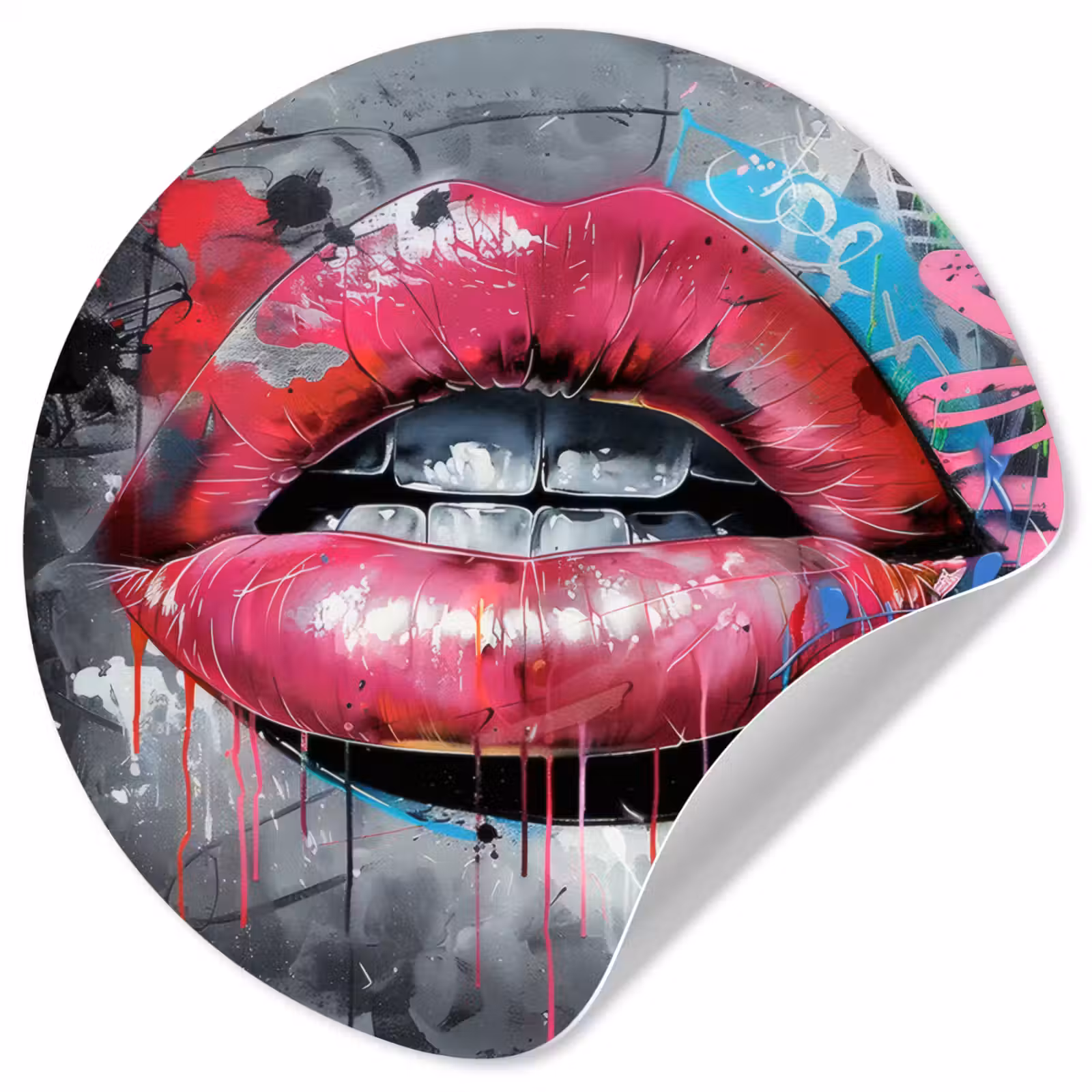 Behangcirkel - Lippen - Felroze - Graffiti - Verfstrepen — 1