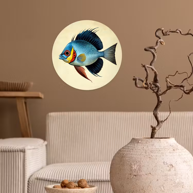 Behangcirkel - Blauw - Kieuwen - Vis - Illustratie — 2