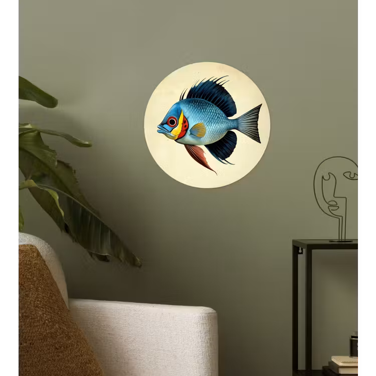 Behangcirkel - Blauw - Kieuwen - Vis - Illustratie — 3