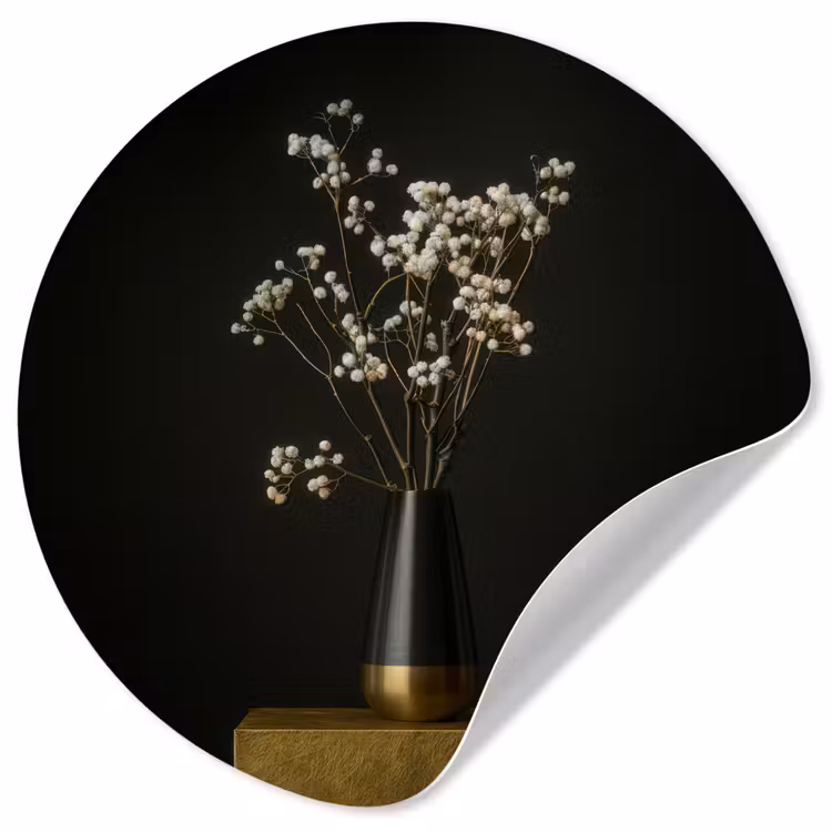 Behangcirkel - Bloembollen - Wit - Vaas - Minimalistisch — 1