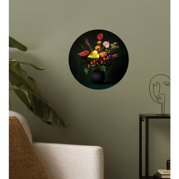 Behangcirkel - Bloemen - Vaas - Zwart — 3