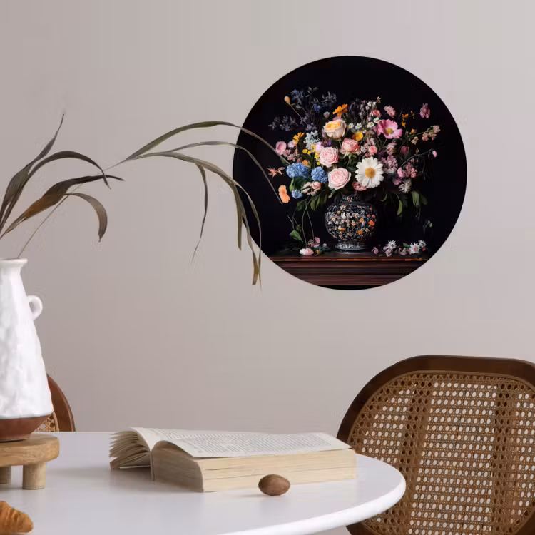 Behangcirkel - Bloemenvaas - Hout - Bloemen - Boeket — 4