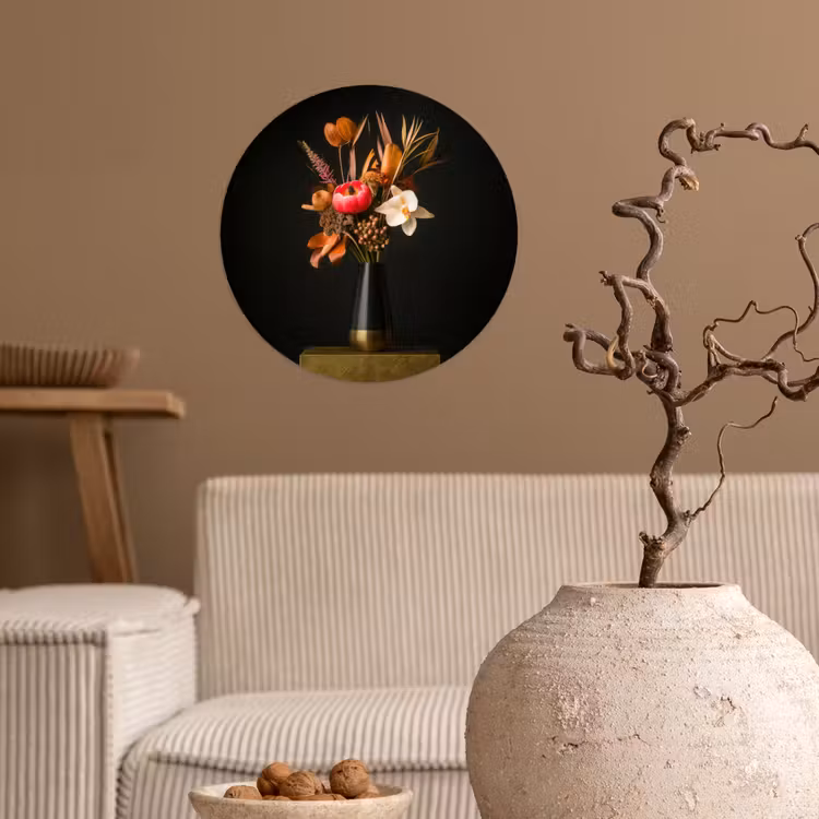 Behangcirkel - Boeket - Oranje - Gouden - vaas — 2