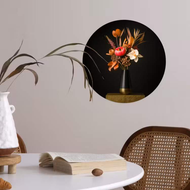 Behangcirkel - Boeket - Oranje - Gouden - vaas — 4