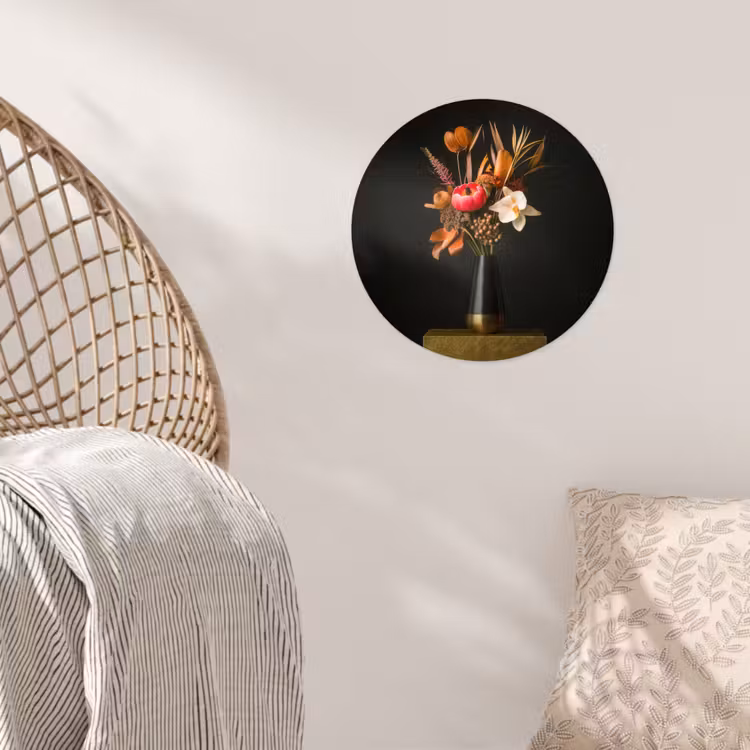Behangcirkel - Boeket - Oranje - Gouden - vaas — 5
