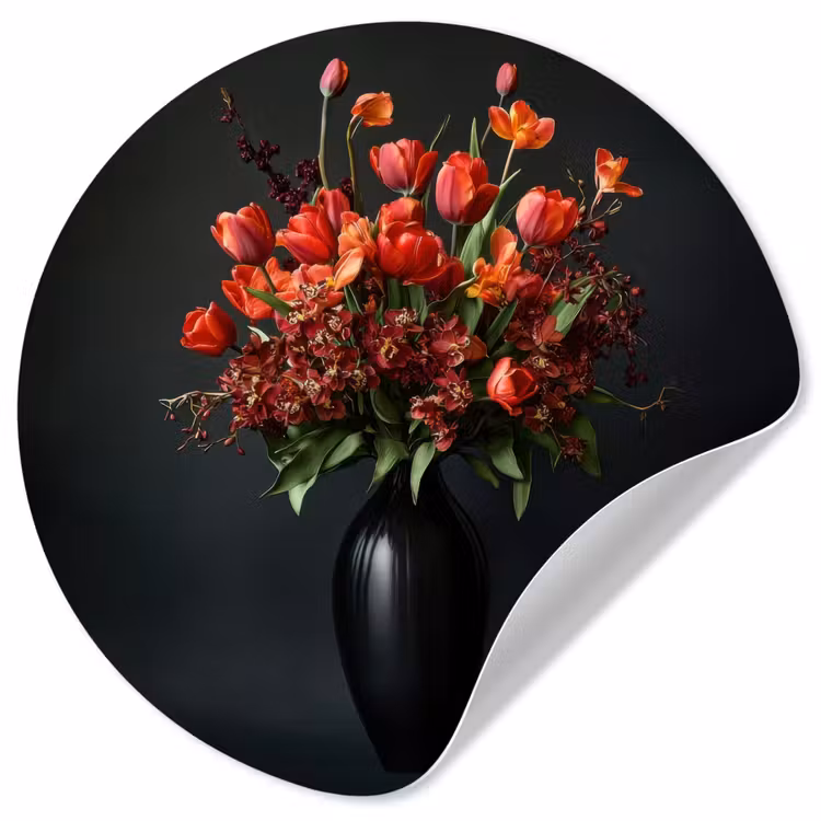 Behangcirkel - Boeket - Tulpen - Vaas - Rood — 1