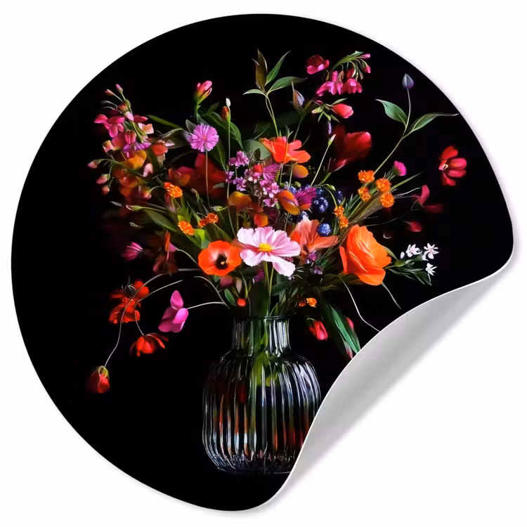 Behangcirkel - Boeket - Veldbloemen - Vaas — 1