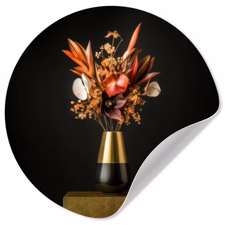 Behangcirkel - Exotisch - Boeket - Vaas - Goud — 1