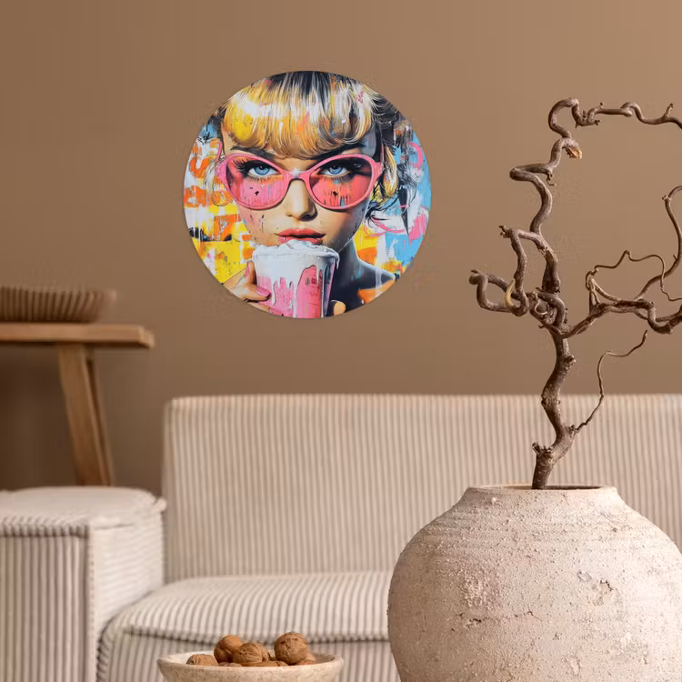 Behangcirkel - Expressief - Milkshake - Vrouw - Felle kleuren — 2