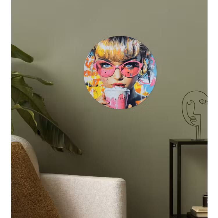 Behangcirkel - Expressief - Milkshake - Vrouw - Felle kleuren — 3