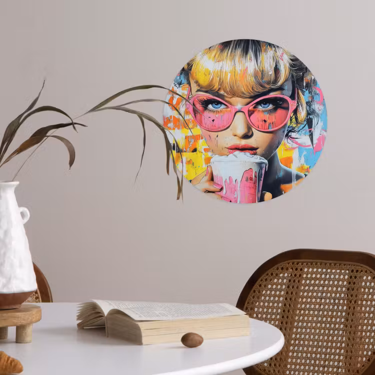 Behangcirkel - Expressief - Milkshake - Vrouw - Felle kleuren — 4