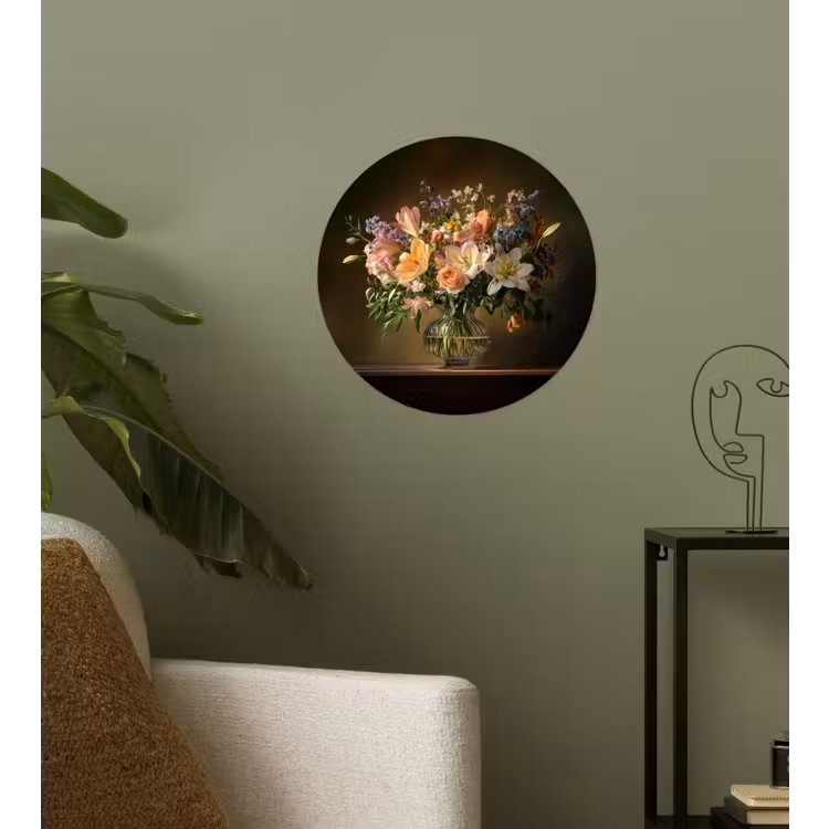 Behangcirkel - Glazen - Bloemen - Boeket - Kleuren — 3