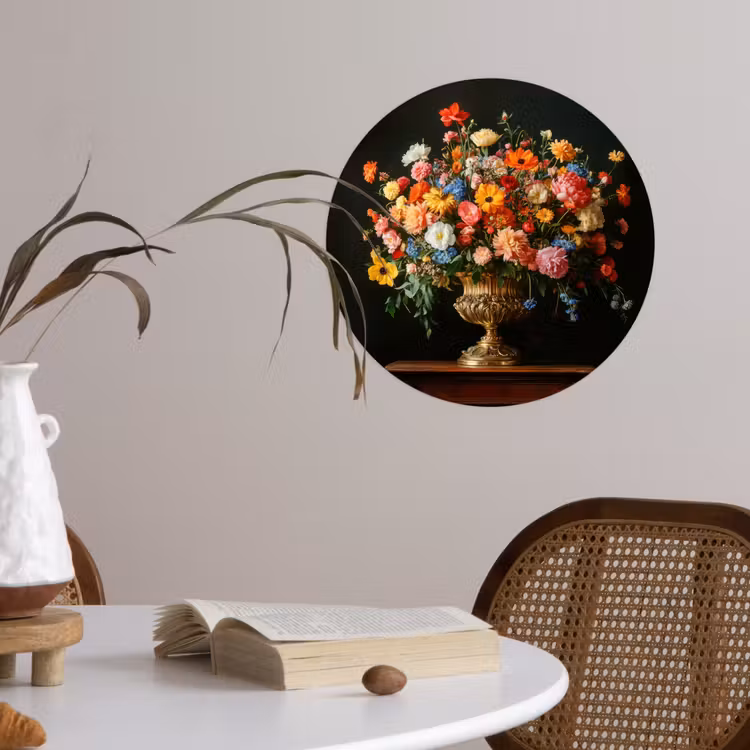 Behangcirkel - Goud - Bloemen - Kleuren - Vaas — 4