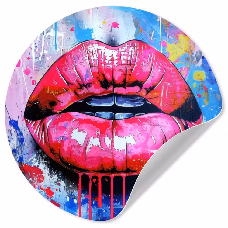 Behangcirkel - Graffiti - Lippen - Felroze - Geschilderd — 1