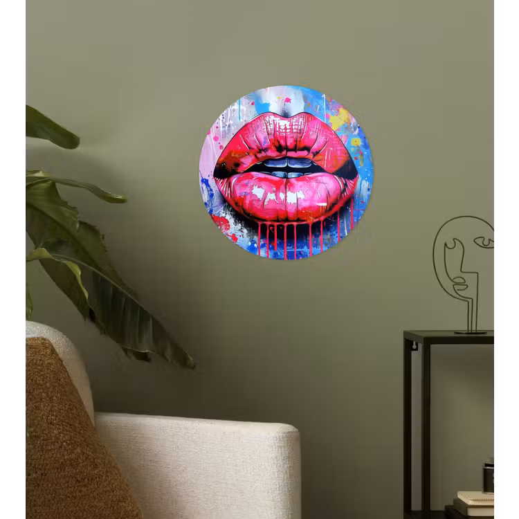 Behangcirkel - Graffiti - Lippen - Felroze - Geschilderd — 3