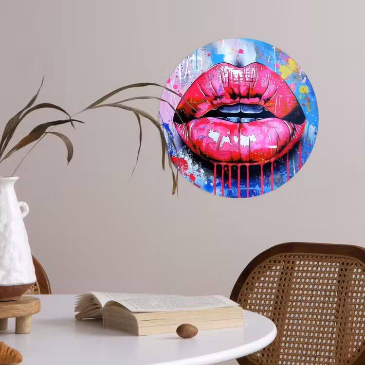 Behangcirkel - Graffiti - Lippen - Felroze - Geschilderd — 4