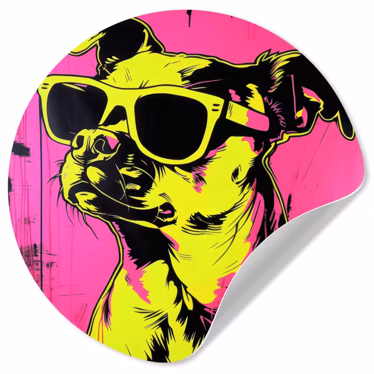 Behangcirkel - Hond - Zonnebril - Roze - Art — 1