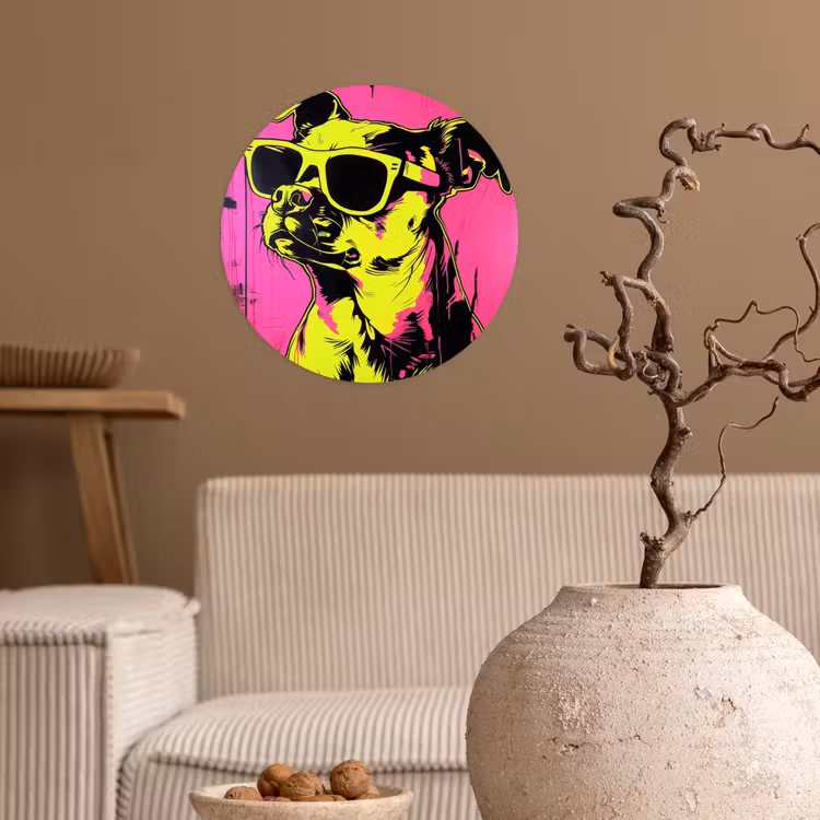 Behangcirkel - Hond - Zonnebril - Roze - Art — 2