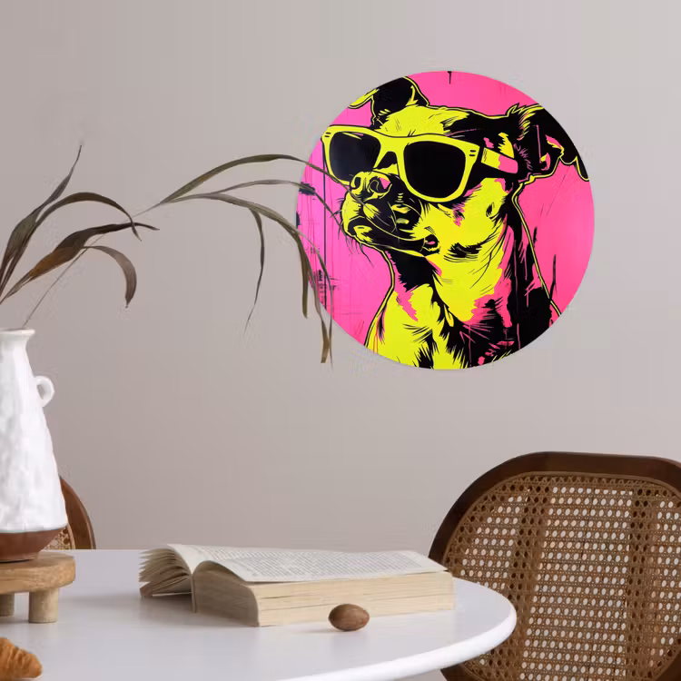 Behangcirkel - Hond - Zonnebril - Roze - Art — 4