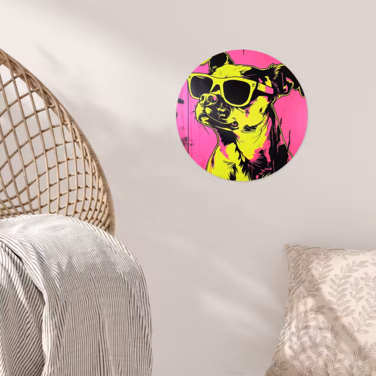Behangcirkel - Hond - Zonnebril - Roze - Art — 5