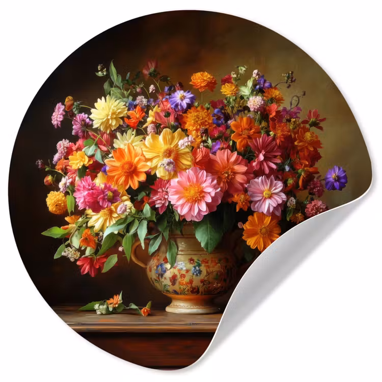 Behangcirkel - Kleuren - Boeket - Vaas - Hout — 1