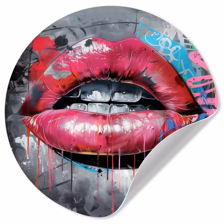Behangcirkel - Lippen - Felroze - Graffiti - Verfstrepen — 1