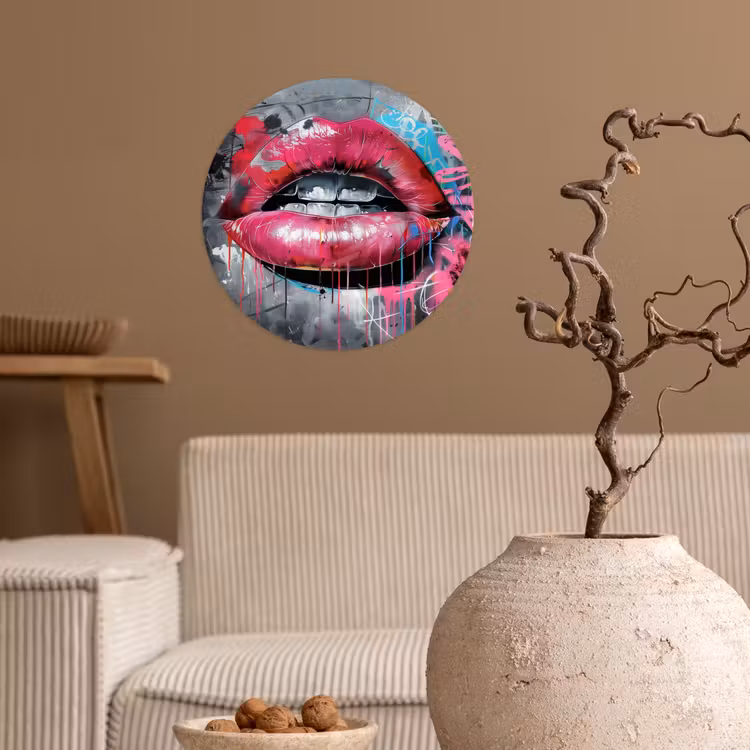 Behangcirkel - Lippen - Felroze - Graffiti - Verfstrepen — 2