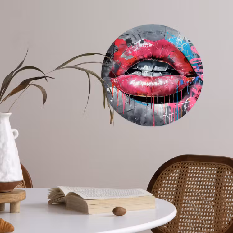 Behangcirkel - Lippen - Felroze - Graffiti - Verfstrepen — 4