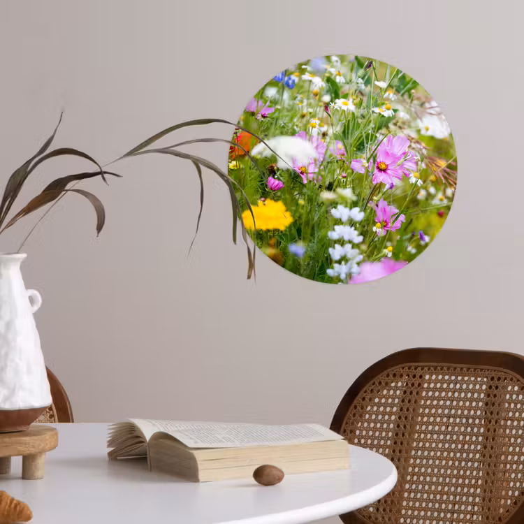 Behangcirkel - Bloemen - Natuur - Groen - Gras - Paars - Wit — 4