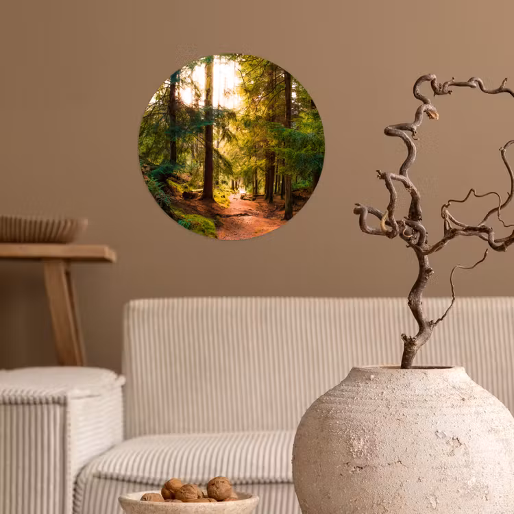 Behangcirkel - Bos - Pad - Bomen - Groen - Zon - Natuur — 2