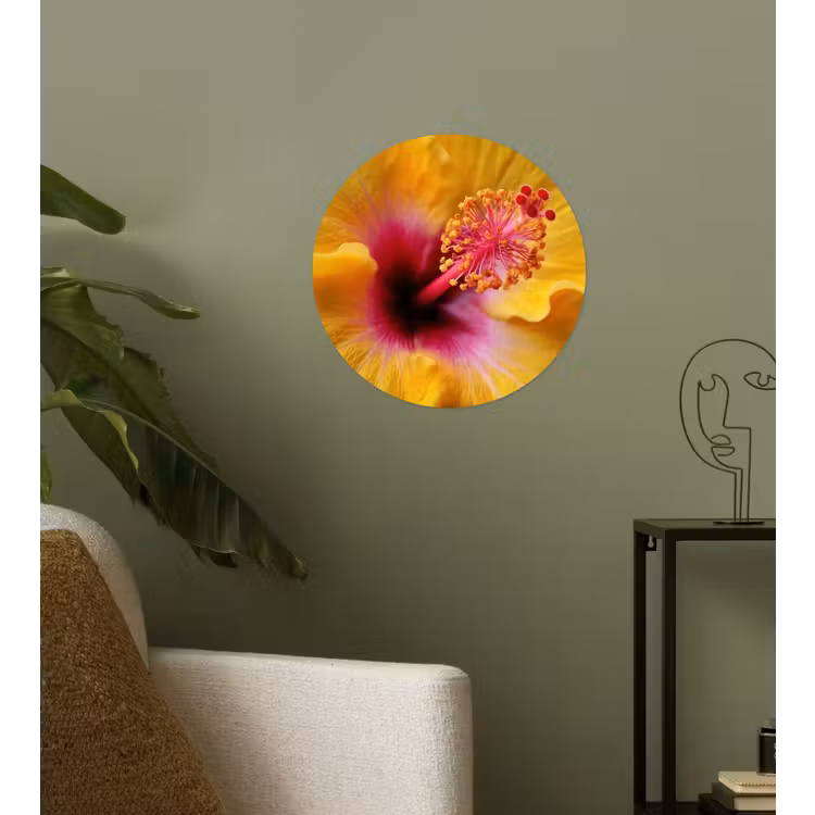 Behangcirkel - Geel - Hibiscus - Tropisch — 3