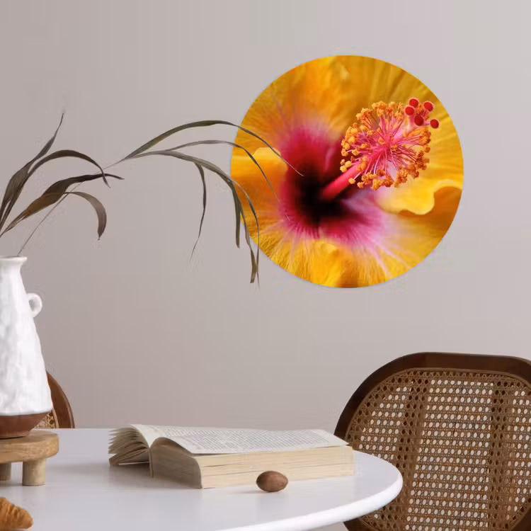 Behangcirkel - Geel - Hibiscus - Tropisch — 4