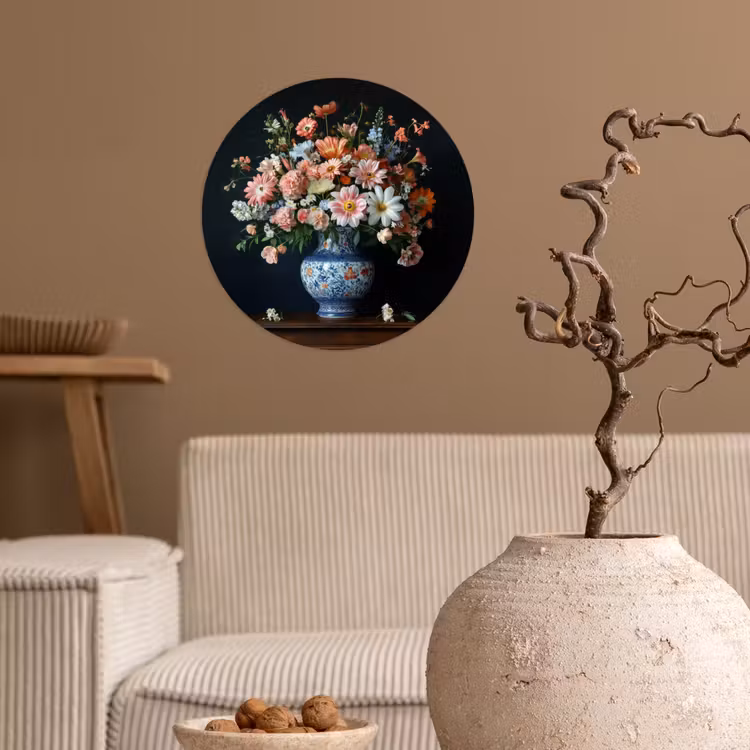 Behangcirkel - Hout - Vaas - Kleuren - Bloemen — 2