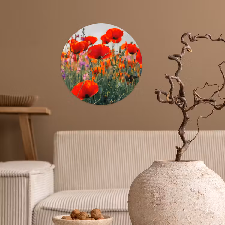 Behangcirkel - Klaproos - Bloemen - Rood - Paars - Weide — 2