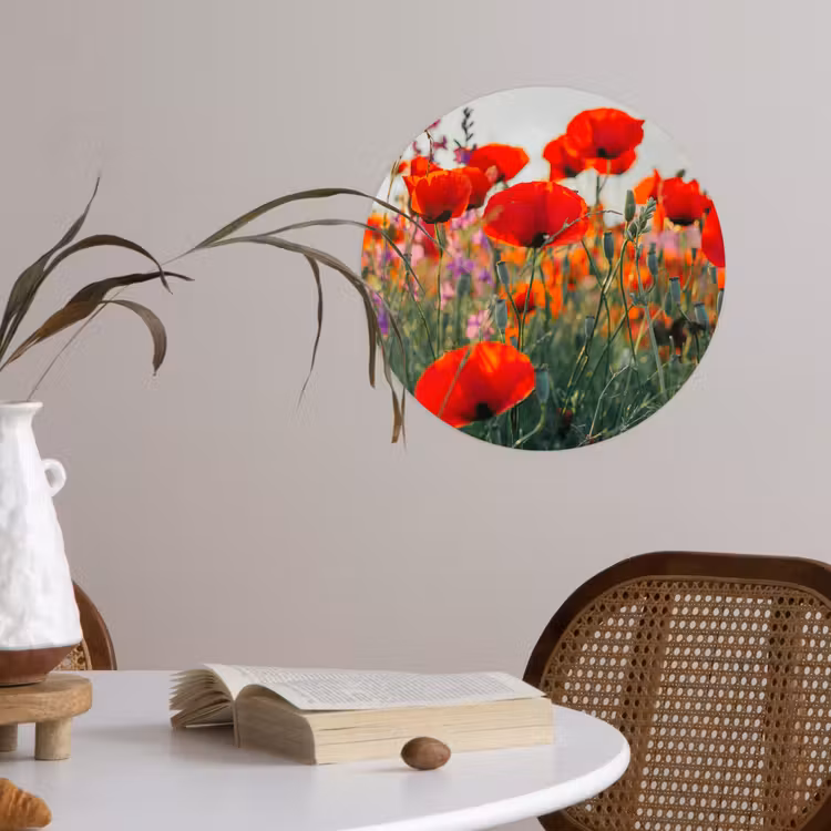 Behangcirkel - Klaproos - Bloemen - Rood - Paars - Weide — 4