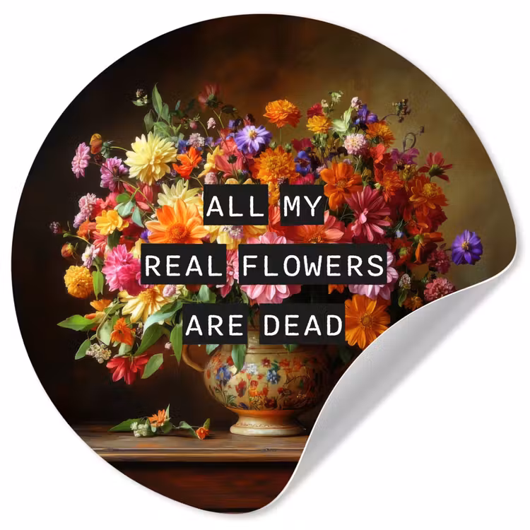Behangcirkel - Kleur - Bloemen - Vintage - Bloemenvaas — 1