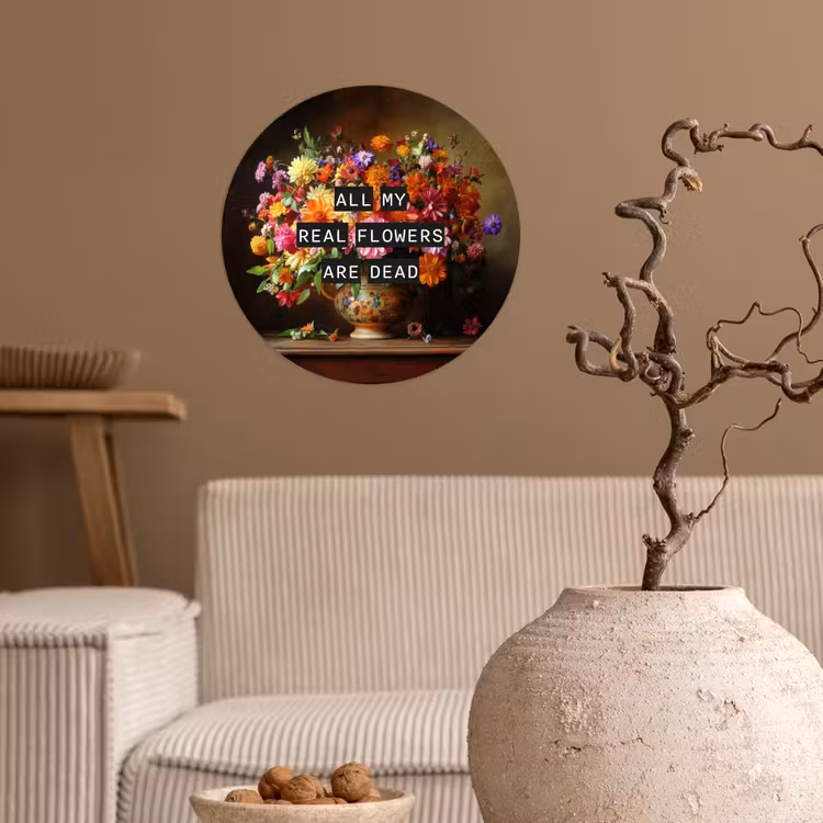 Behangcirkel - Kleur - Bloemen - Vintage - Bloemenvaas — 2