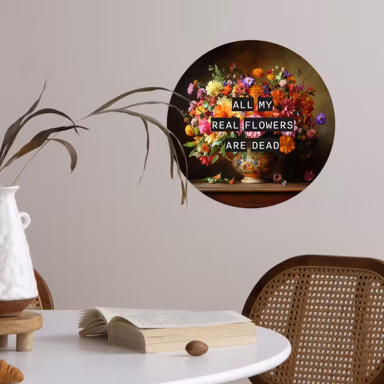 Behangcirkel - Kleur - Bloemen - Vintage - Bloemenvaas — 4