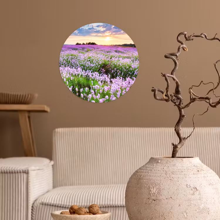 Behangcirkel - Lavendel - Bloemen - Zonsondergang - Paars - Weide — 2