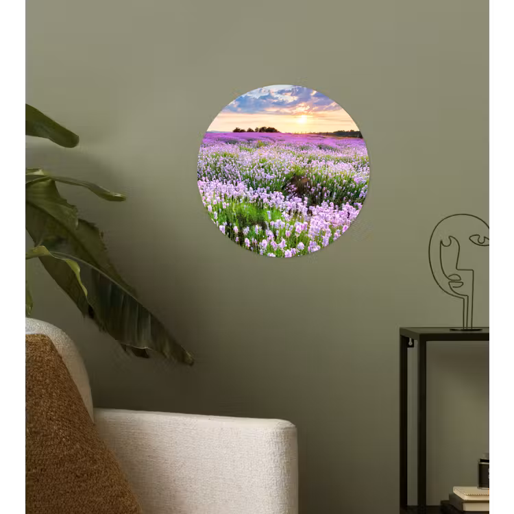 Behangcirkel - Lavendel - Bloemen - Zonsondergang - Paars - Weide — 3