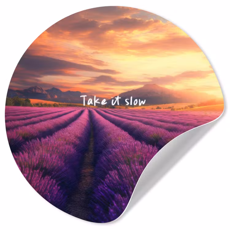 Behangcirkel - Lavendelveld - Quote - Zonsondergang — 1