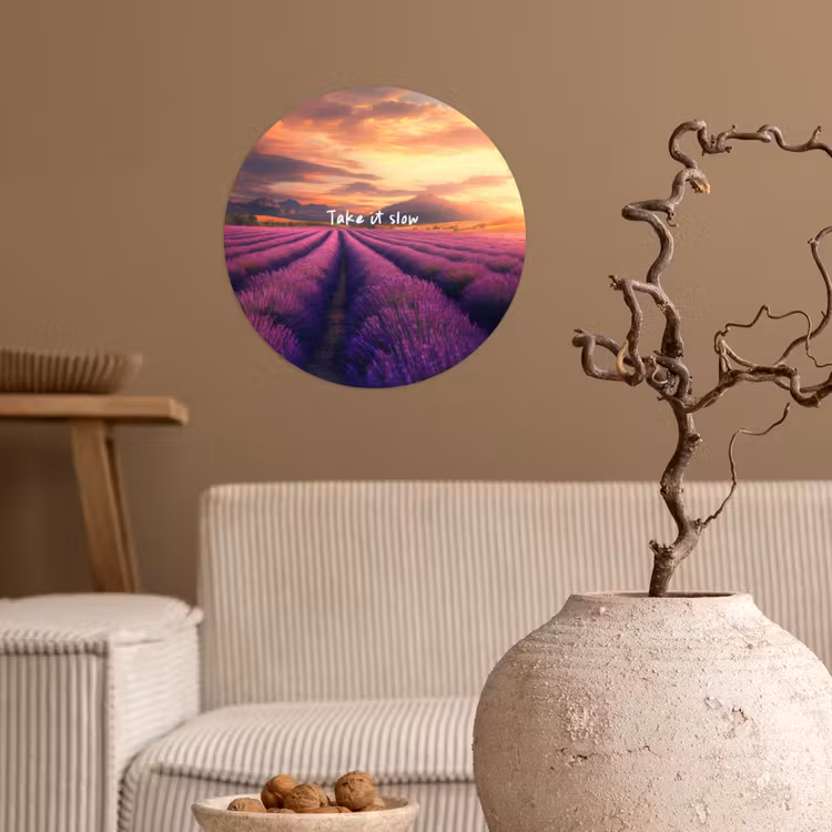 Behangcirkel - Lavendelveld - Quote - Zonsondergang — 2