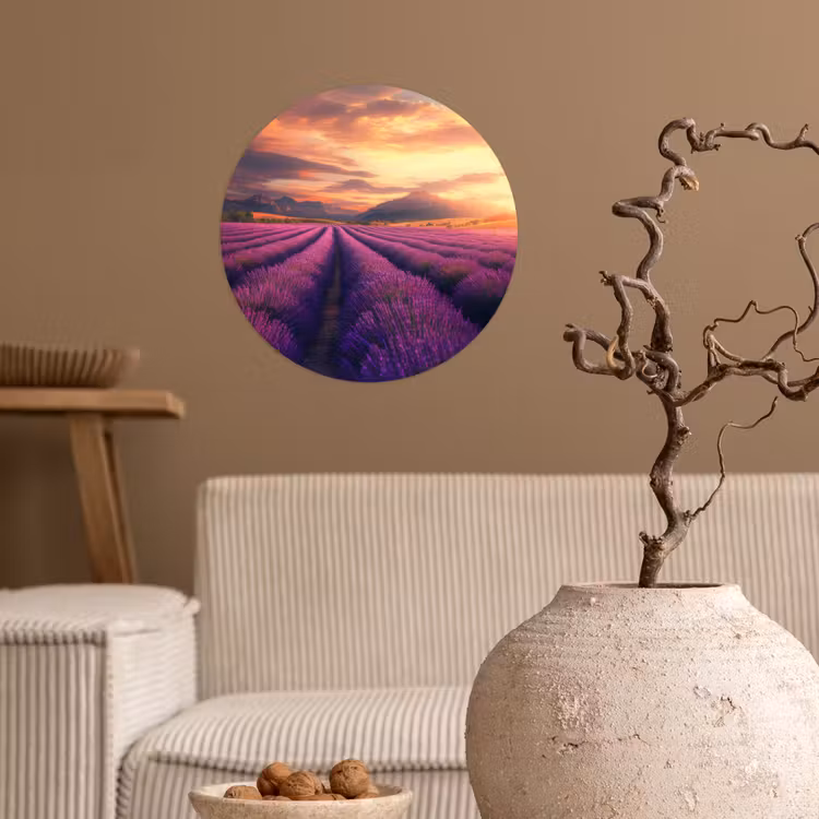 Behangcirkel - Lavendelveld - Zonsondergang - Paars — 2