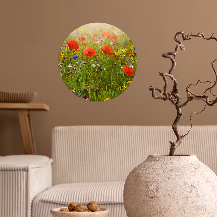 Behangcirkel - Lente - Bloemen - Rood - Klaproos - Gras - Groen — 2