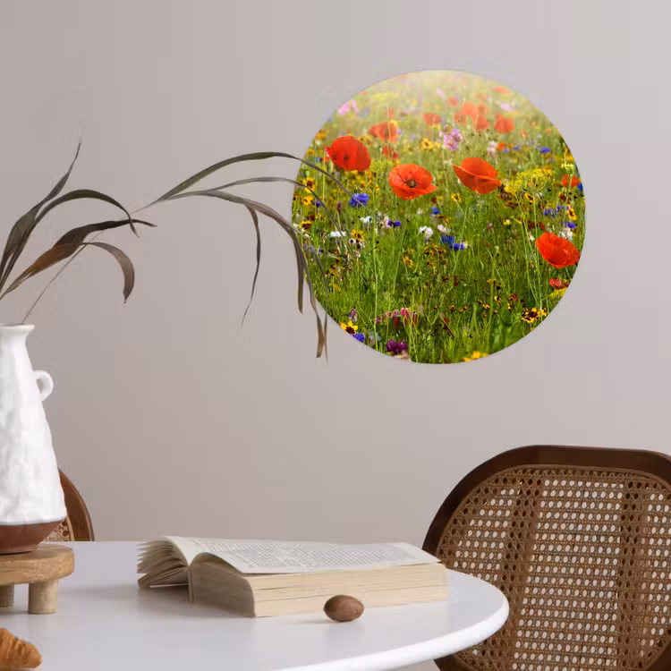 Behangcirkel - Lente - Bloemen - Rood - Klaproos - Gras - Groen — 4