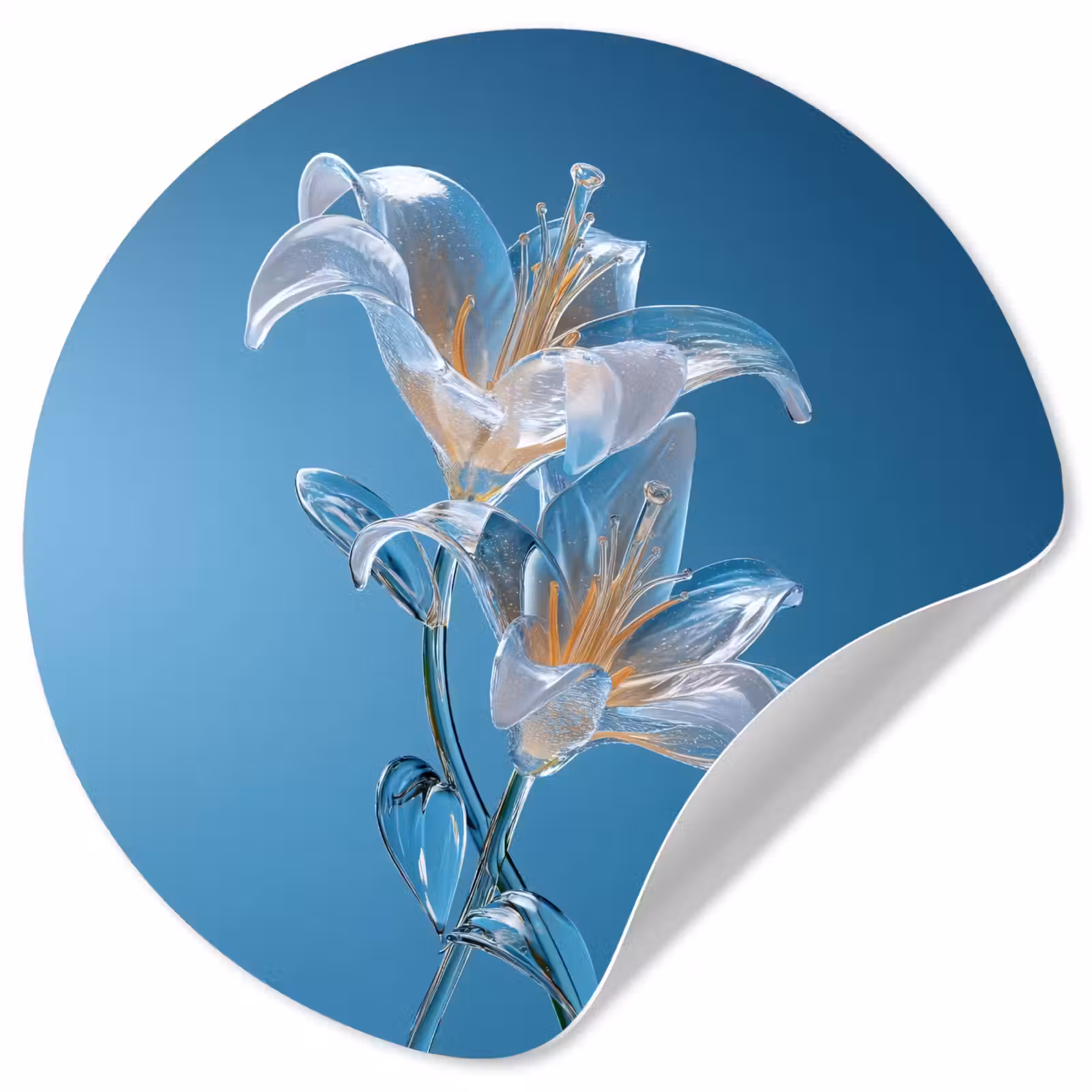 Behangcirkel - Lelies - Blauw - Glazen — 1
