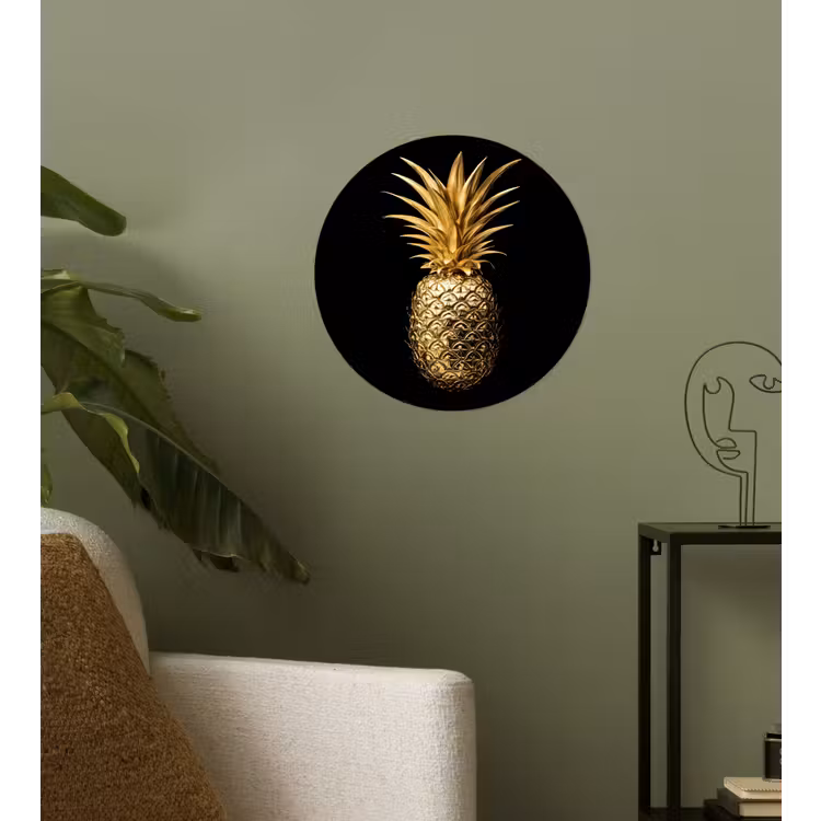 Behangcirkel - Ananas - Zwart - Goud - Luxe — 3