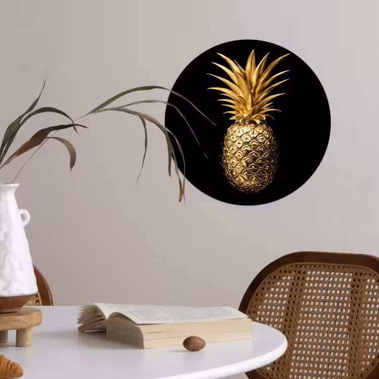 Behangcirkel - Ananas - Zwart - Goud - Luxe — 4
