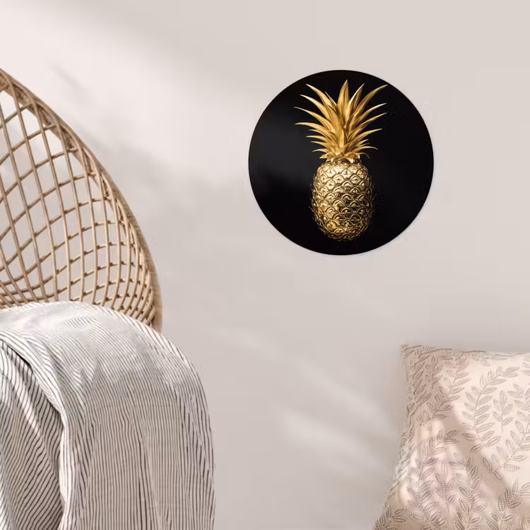 Behangcirkel - Ananas - Zwart - Goud - Luxe — 5