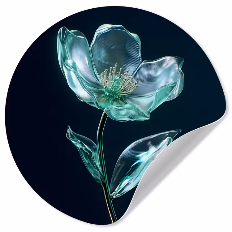 Behangcirkel - Bladeren - Bloem - Glazen - Donkerblauw — 1